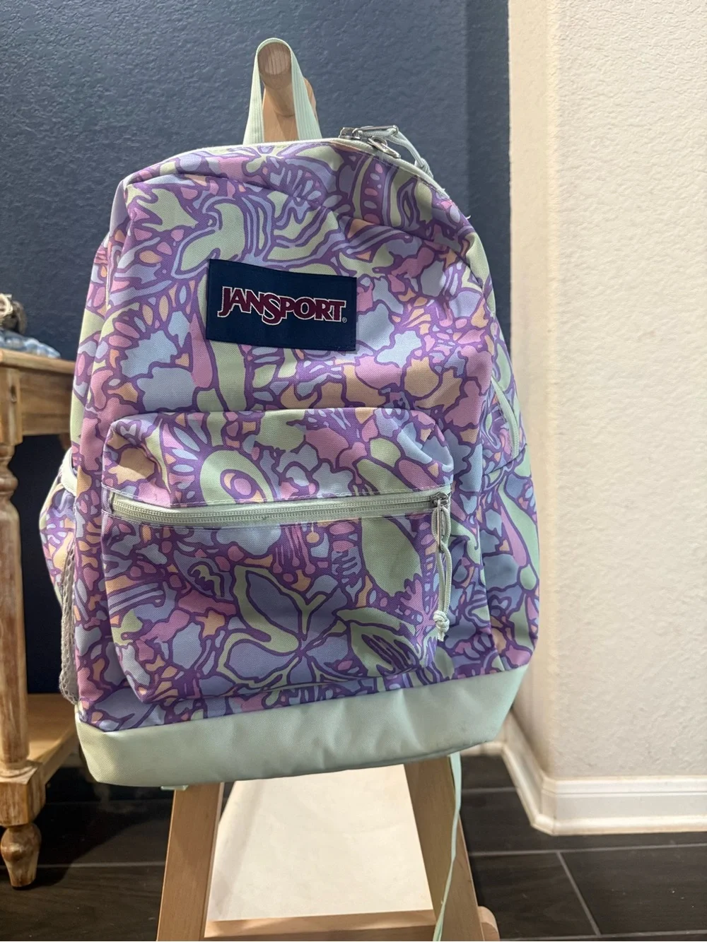 Jansport Lavender Floral Kids Backpack with Mint Accents